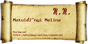 Matulányi Melina névjegykártya